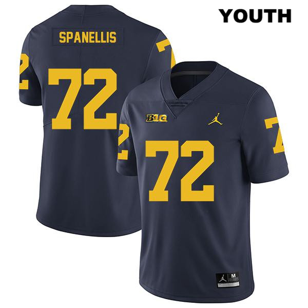 Youth NCAA Michigan Wolverines Stephen Spanellis #72 Navy Jordan Brand Authentic Stitched Legend Football College Jersey BM25Z72AH